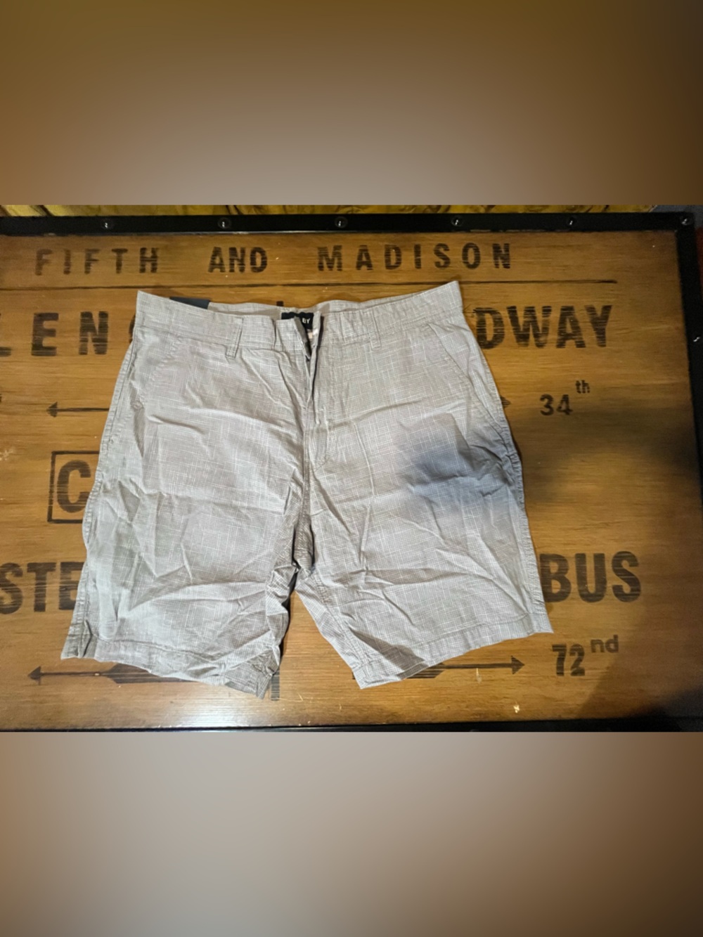 Men's Flat Front Light Gray Patterned Shorts